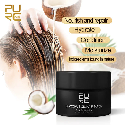 PURC Coconut Oil Hydrating Hair Mask Breathes life back into every strand for more shine, definition and bounce