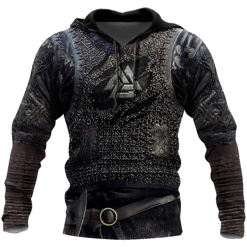 2025 Mens Hoodies Eagle Tattoo Pattern Vikings 3D Printed Fashion Casual Harajuku Hip Hop Autumn And Winter Oversized Sudaderas