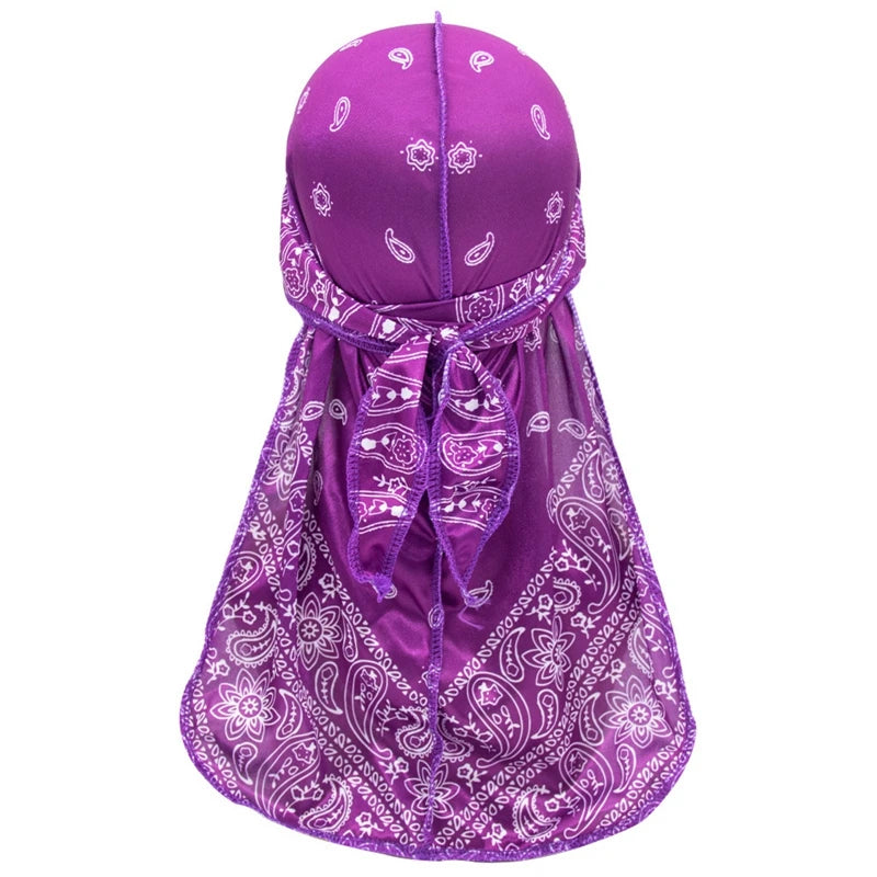 Long-Tailed Paisley Print Silk Durag