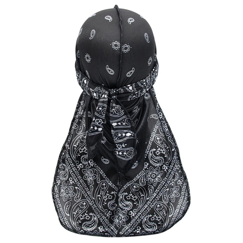 Long-Tailed Paisley Print Silk Durag