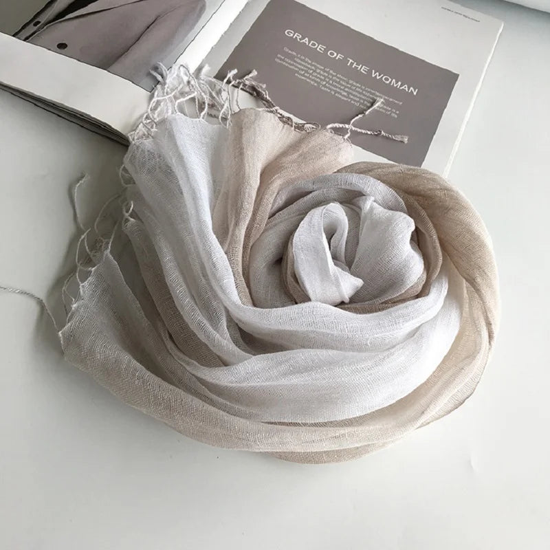 100% linen gradient color spring/summer women's scarf