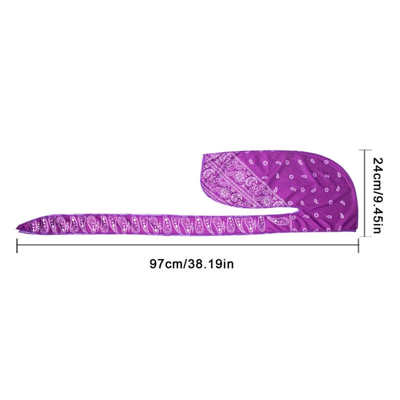 Long-Tailed Paisley Print Silk Durag