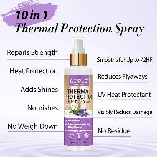 GOIPLE Lavender Extract Heat Thermal Protection Spray Shine Moisturize Split Ends Protect Hair Damage For Natural Hair and Wigs