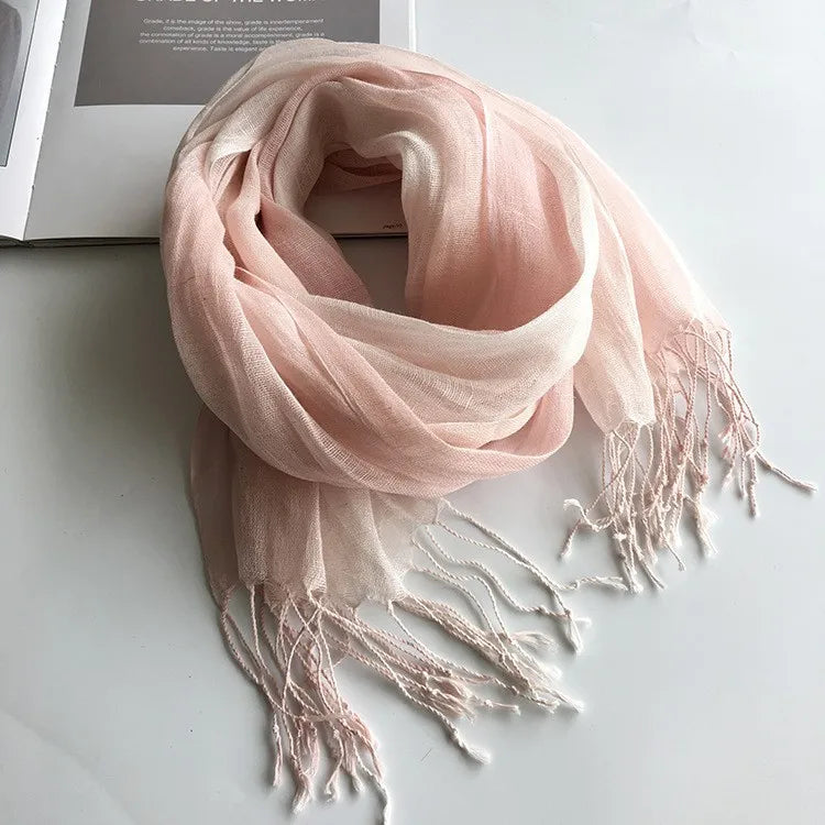 100% linen gradient color spring/summer women's scarf
