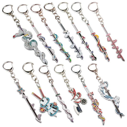 Anime Demon Slayer Kimetsu no Yaiba Keychain Anime Cosplay Sword Key Chains Metal Pendant Keyring llaveros Accessories Gifts