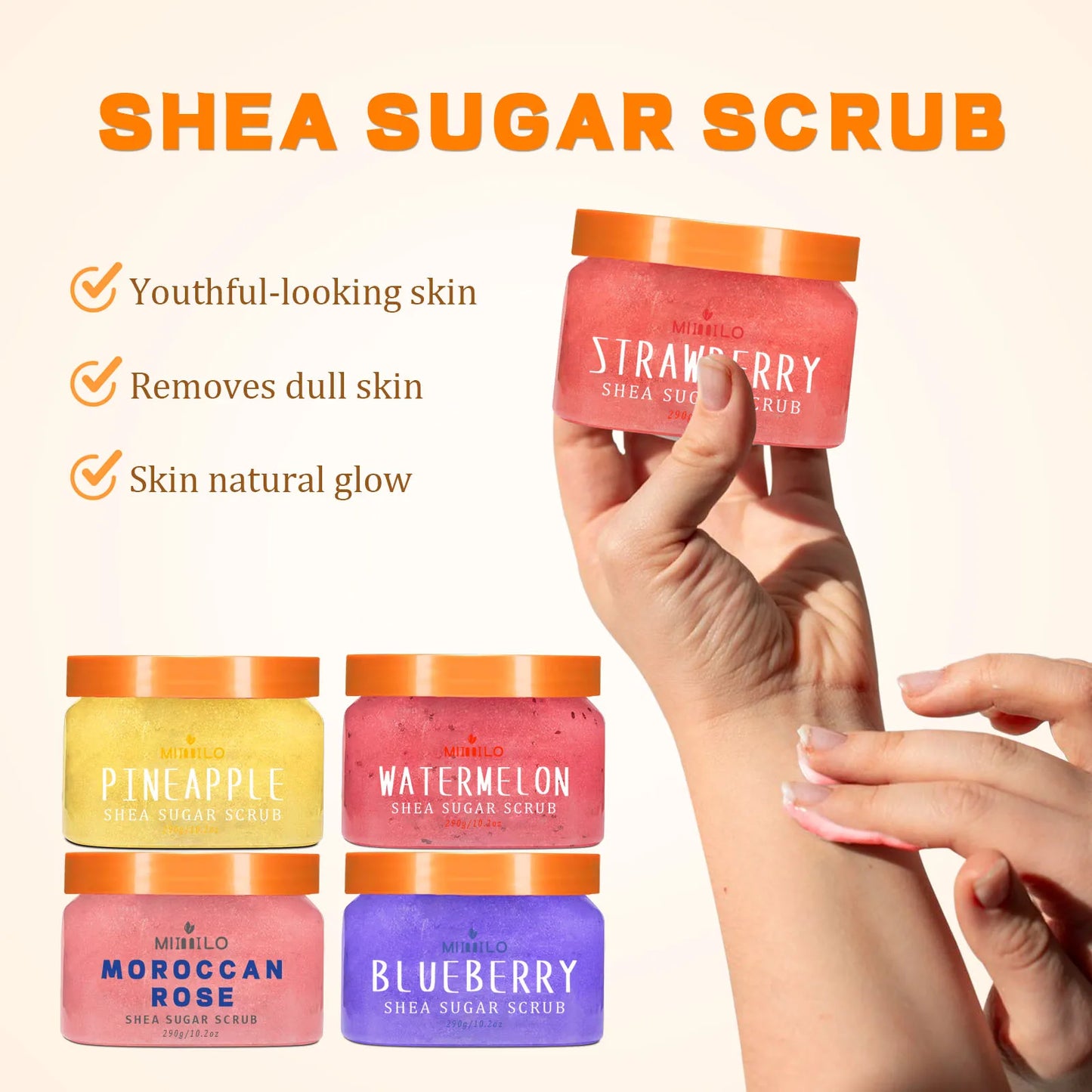Shea Sugar Exfoliating Body Scrub for smooth, radiant, Youthful Skin