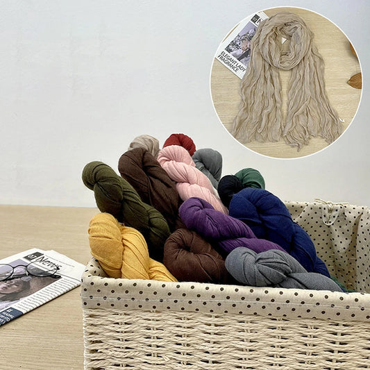 1Pieces Korean Style Cotton Linen Folded Women's Scarf Thin Pure Color Simple Match Long Shoulder Mountaineering Scarf