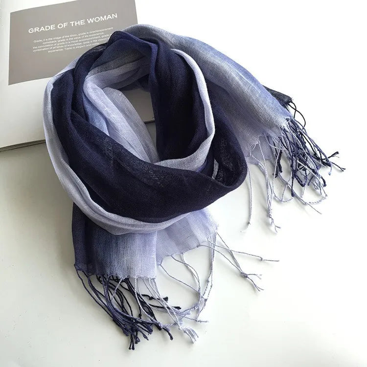100% linen gradient color spring/summer women's scarf