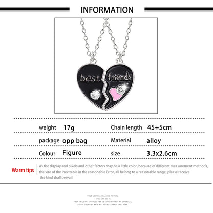 Love/Friendship Pendant Necklace 2 Pcs/ Set Rainbow Broken Heart BFF Good Friends Friendship Jewelry