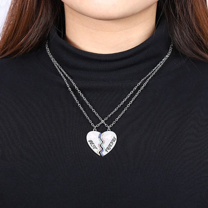 Love/Friendship Pendant Necklace 2 Pcs/ Set Rainbow Broken Heart BFF Good Friends Friendship Jewelry