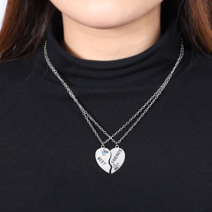 Love/Friendship Pendant Necklace 2 Pcs/ Set Rainbow Broken Heart BFF Good Friends Friendship Jewelry