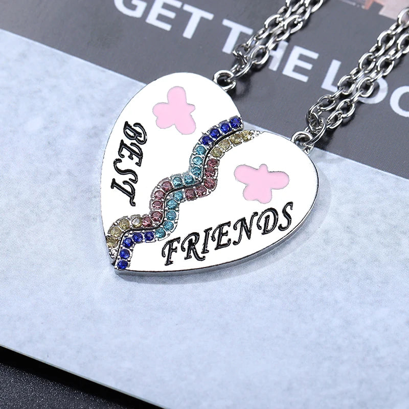 Love/Friendship Pendant Necklace 2 Pcs/ Set Rainbow Broken Heart BFF Good Friends Friendship Jewelry