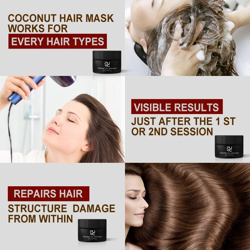 PURC Coconut Oil Hydrating Hair Mask Breathes life back into every strand for more shine, definition and bounce