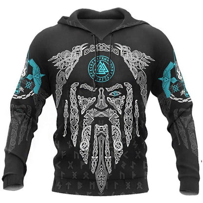 2025 Mens Hoodies Eagle Tattoo Pattern Vikings 3D Printed Fashion Casual Harajuku Hip Hop Autumn And Winter Oversized Sudaderas
