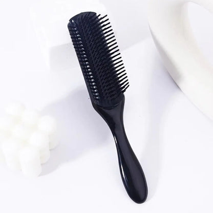 1pc 9-row nylon massage curling brush, hair salon straight hair curling comb, nylon bristles Special for real hair wigs