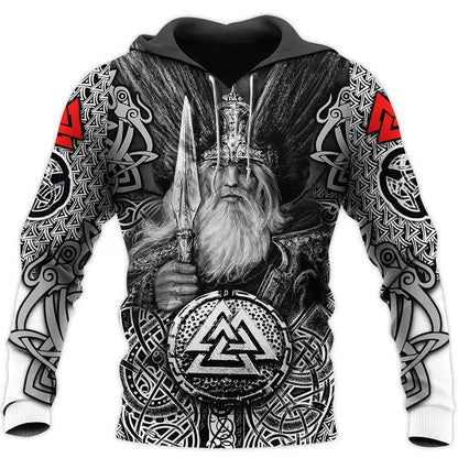 2025 Mens Hoodies Eagle Tattoo Pattern Vikings 3D Printed Fashion Casual Harajuku Hip Hop Autumn And Winter Oversized Sudaderas