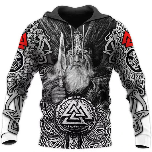 2025 Mens Hoodies Eagle Tattoo Pattern Vikings 3D Printed Fashion Casual Harajuku Hip Hop Autumn And Winter Oversized Sudaderas