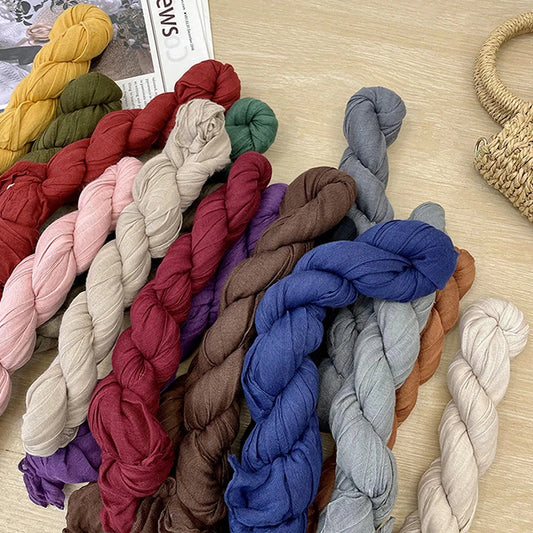 1Pieces Korean Style Cotton Linen Folded Women's Scarf Thin Pure Color Simple Match Long Shoulder Mountaineering Scarf