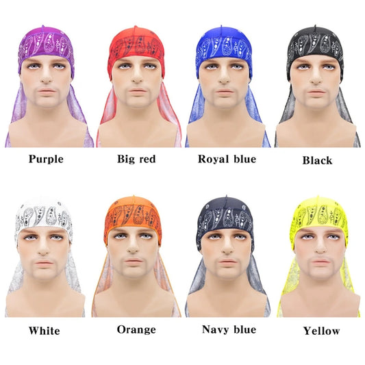 Long-Tailed Paisley Print Silk Durag