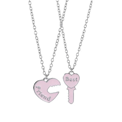Love/Friendship Pendant Necklace 2 Pcs/ Set Rainbow Broken Heart BFF Good Friends Friendship Jewelry