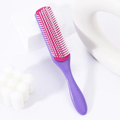 1pc 9-row nylon massage curling brush, hair salon straight hair curling comb, nylon bristles Special for real hair wigs