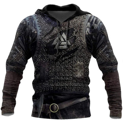 2025 Mens Hoodies Eagle Tattoo Pattern Vikings 3D Printed Fashion Casual Harajuku Hip Hop Autumn And Winter Oversized Sudaderas