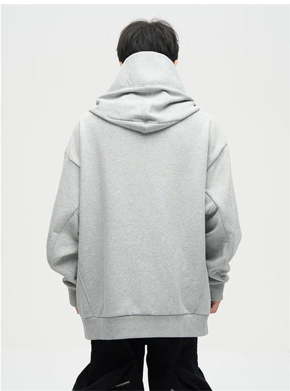 Autumn Ninja Streetwear Turtleneck Hoodies For Men Letter Embroidered Hip Hop Fashion Sweatshirts Y2K Vintage Fleece Hoody