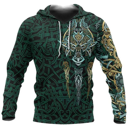 2025 Mens Hoodies Eagle Tattoo Pattern Vikings 3D Printed Fashion Casual Harajuku Hip Hop Autumn And Winter Oversized Sudaderas