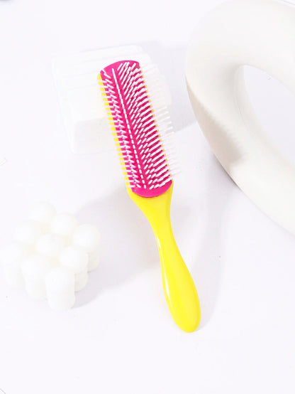 1pc 9-row nylon massage curling brush, hair salon straight hair curling comb, nylon bristles Special for real hair wigs