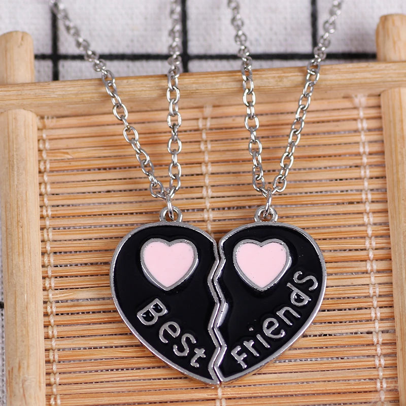 Love/Friendship Pendant Necklace 2 Pcs/ Set Rainbow Broken Heart BFF Good Friends Friendship Jewelry