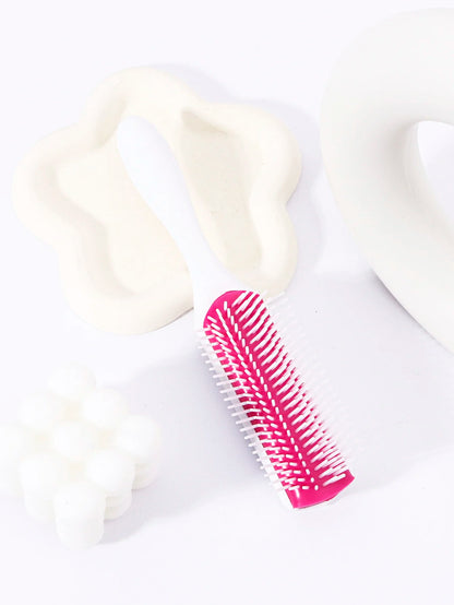 1pc 9-row nylon massage curling brush, hair salon straight hair curling comb, nylon bristles Special for real hair wigs