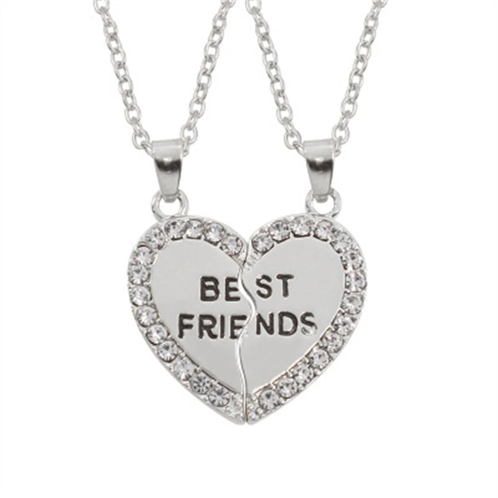 Love/Friendship Pendant Necklace 2 Pcs/ Set Rainbow Broken Heart BFF Good Friends Friendship Jewelry