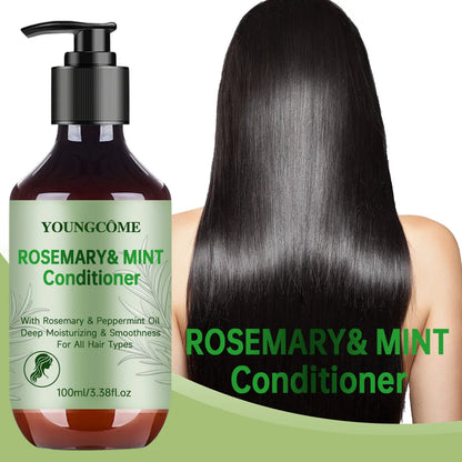 YOUNGCOM Rosemary Mint Strengthening Hair Conditioner- Detangling & Hydrating Conditioner melts tangles and pops curls