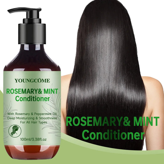 YOUNGCOM Rosemary Mint Strengthening Hair Conditioner- Detangling & Hydrating Conditioner melts tangles and pops curls