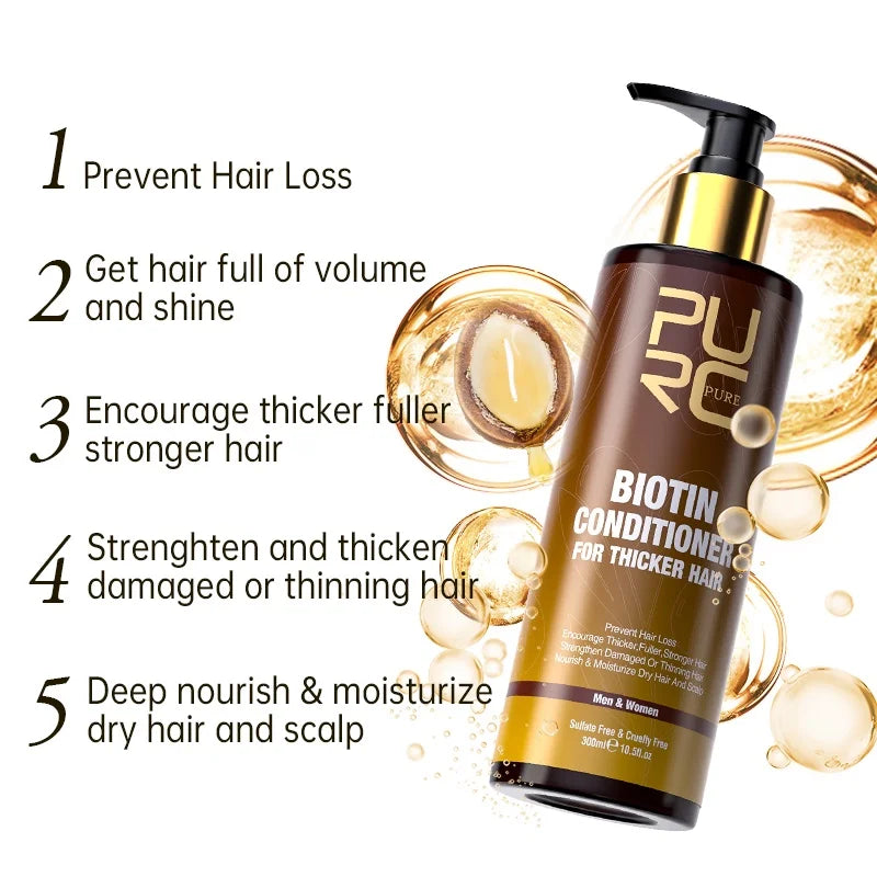 PURC Biotin Hair Growth Oil, Shampoo And Conditioner stimilates, Nourishes and strengthens hair