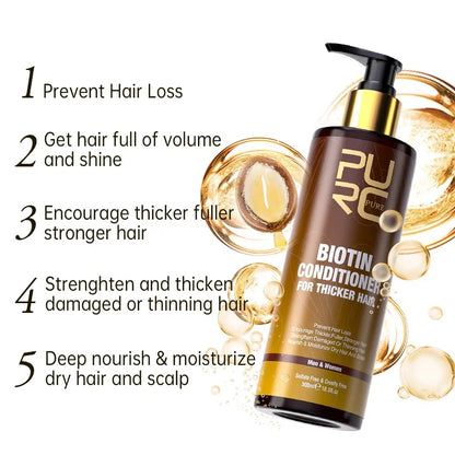 PURC Biotin Hair Growth Oil, Shampoo And Conditioner stimilates, Nourishes and strengthens hair