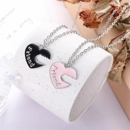 Love/Friendship Pendant Necklace 2 Pcs/ Set Rainbow Broken Heart BFF Good Friends Friendship Jewelry