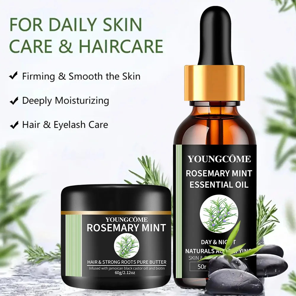 Rosemary Mint Essential Oil for Hair Growth - Natural Hair Film Treatment to Strengthen & Thicken Hair 2025 New Formula 1/2set