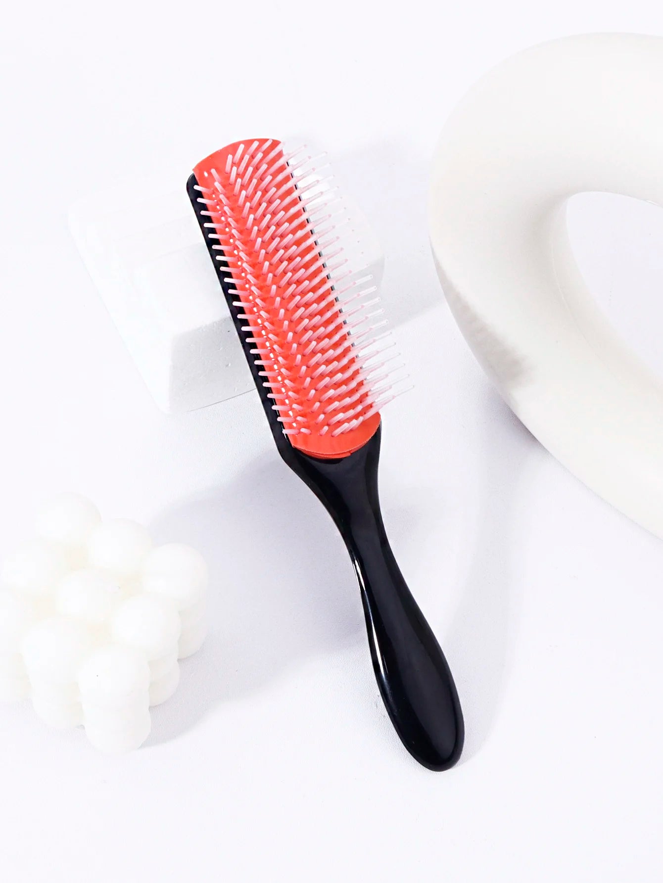 1pc 9-row nylon massage curling brush, hair salon straight hair curling comb, nylon bristles Special for real hair wigs
