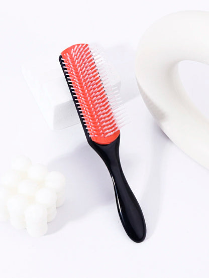 1pc 9-row nylon massage curling brush, hair salon straight hair curling comb, nylon bristles Special for real hair wigs