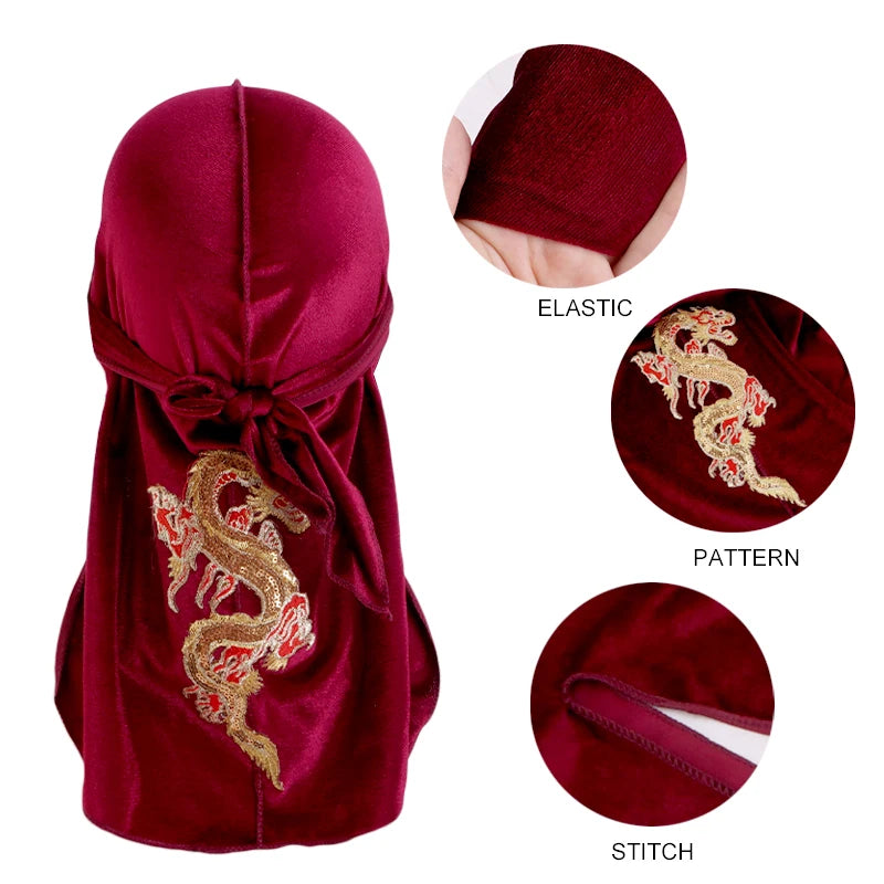 Velvet Chinese Dragon Print Durag