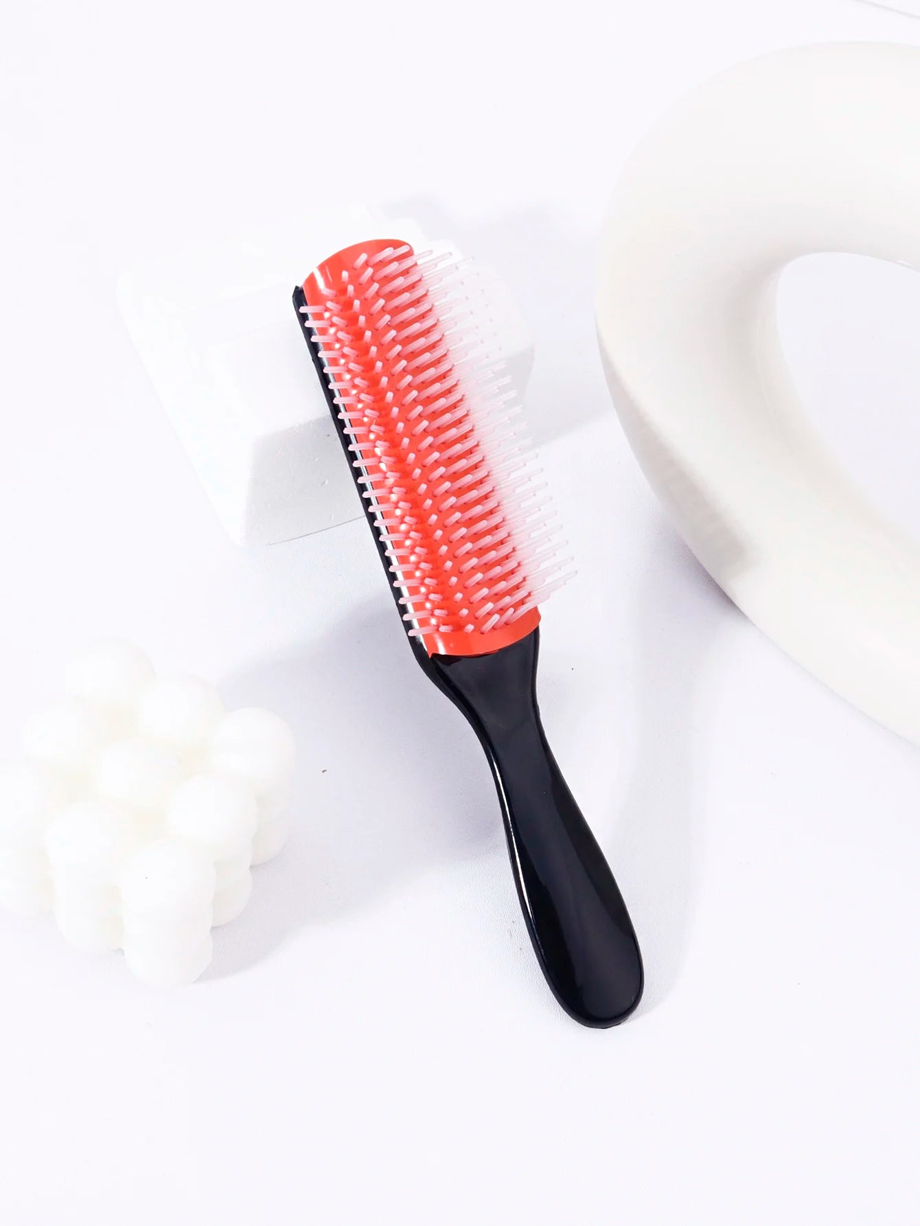1pc 9-row nylon massage curling brush, hair salon straight hair curling comb, nylon bristles Special for real hair wigs
