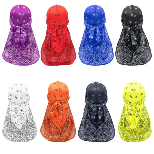 Long-Tailed Paisley Print Silk Durag