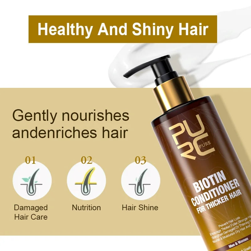 PURC Biotin Hair Growth Oil, Shampoo And Conditioner stimilates, Nourishes and strengthens hair
