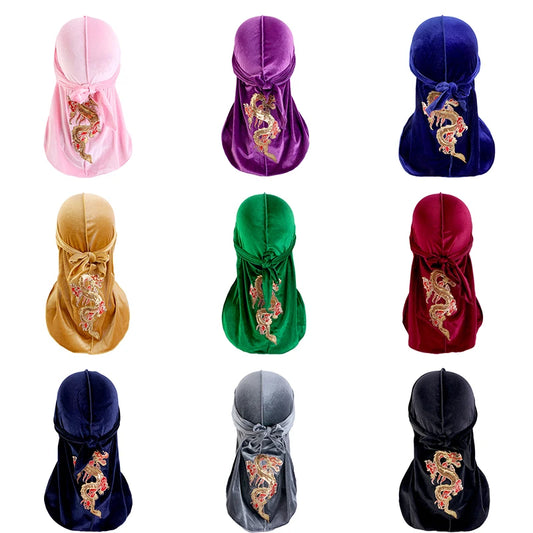 Velvet Chinese Dragon Print Durag