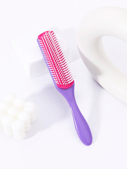 1pc 9-row nylon massage curling brush, hair salon straight hair curling comb, nylon bristles Special for real hair wigs