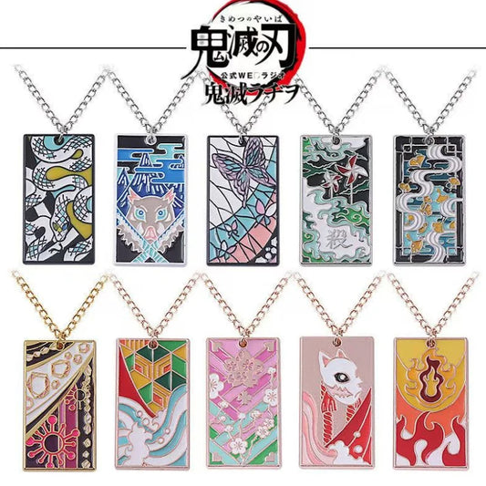 Demon Slayer Anime Peripheral Kochou Shinobu Metal Necklace Pendant Fashion Personalized Accessories Cosplay Niche Gifts