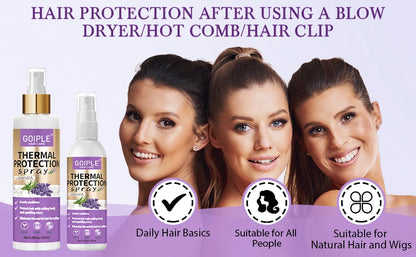 GOIPLE Lavender Extract Heat Thermal Protection Spray Shine Moisturize Split Ends Protect Hair Damage For Natural Hair and Wigs