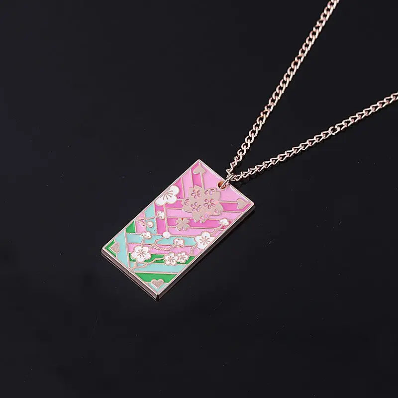 Demon Slayer Anime Peripheral Kochou Shinobu Metal Necklace Pendant Fashion Personalized Accessories Cosplay Niche Gifts