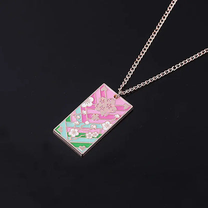 Demon Slayer Anime Peripheral Kochou Shinobu Metal Necklace Pendant Fashion Personalized Accessories Cosplay Niche Gifts